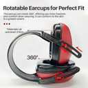 SNR 29dB Noise Reduction Earmuffs,Sound Proof Ear Protection,For Construction and Loud Workplace,Red