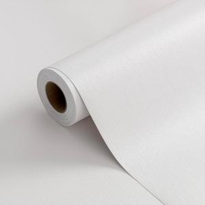 FUKU MON 23.6" X 393" White Wallpaper Peel and Stick Contact Paper Solid Textured Self Adhesive Removable Thick Vinyl Film Roll for Cabinets Bedroom Wall Decoration