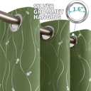 BGment Olive Green Blackout Curtains 90 Inch Length 2 Panels Set, Grommet Thermal Insulated Blackout Curtains with Wave Line and Dots Printed for Living Room, Each Panel 52 x 90 Inch