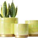 Gepege Indoor Pots for Plants, Ceramic Planter with Drainage Hole, 6.0 inch+5.0 Inch+4.0 Inch. Succulent Orchid Flower Pot - Rainbow Pearl Glaze