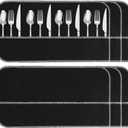 6 Pcs Anti Tarnish Silver Storage Bags with Ribbons Silver Storage Cloth Felt Flatware Organizer Anti Tarnish Protector Bags Place Setting Roll with White Ribbon for Kitchen Cutlery Utensils