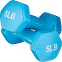 Amazon Basics Vinyl Coated Dumbbell Hand Weights, 5 Pounds, Pair, Light Blue
