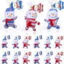 Poen 18 Pack Winter Snowman Plush Toys Bulk 4" Stuffed Snowman Nordic Pajamas Animals with Cards for Winter Stocking Filling Wonderland Party Favors