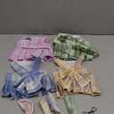 4 Pcs Cute Plaid Dog Dress Set with Bow Tie Harness & Leash for Small Dogs, Puppy Clothes for Girls Outfits(S,Light Color)