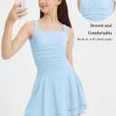 EXARUS Girls Summer Dress Teen Dance Graduation Tween Mini Ruffle Flowy Ruched Short Party School Dresses Kids 12Y (Blue)