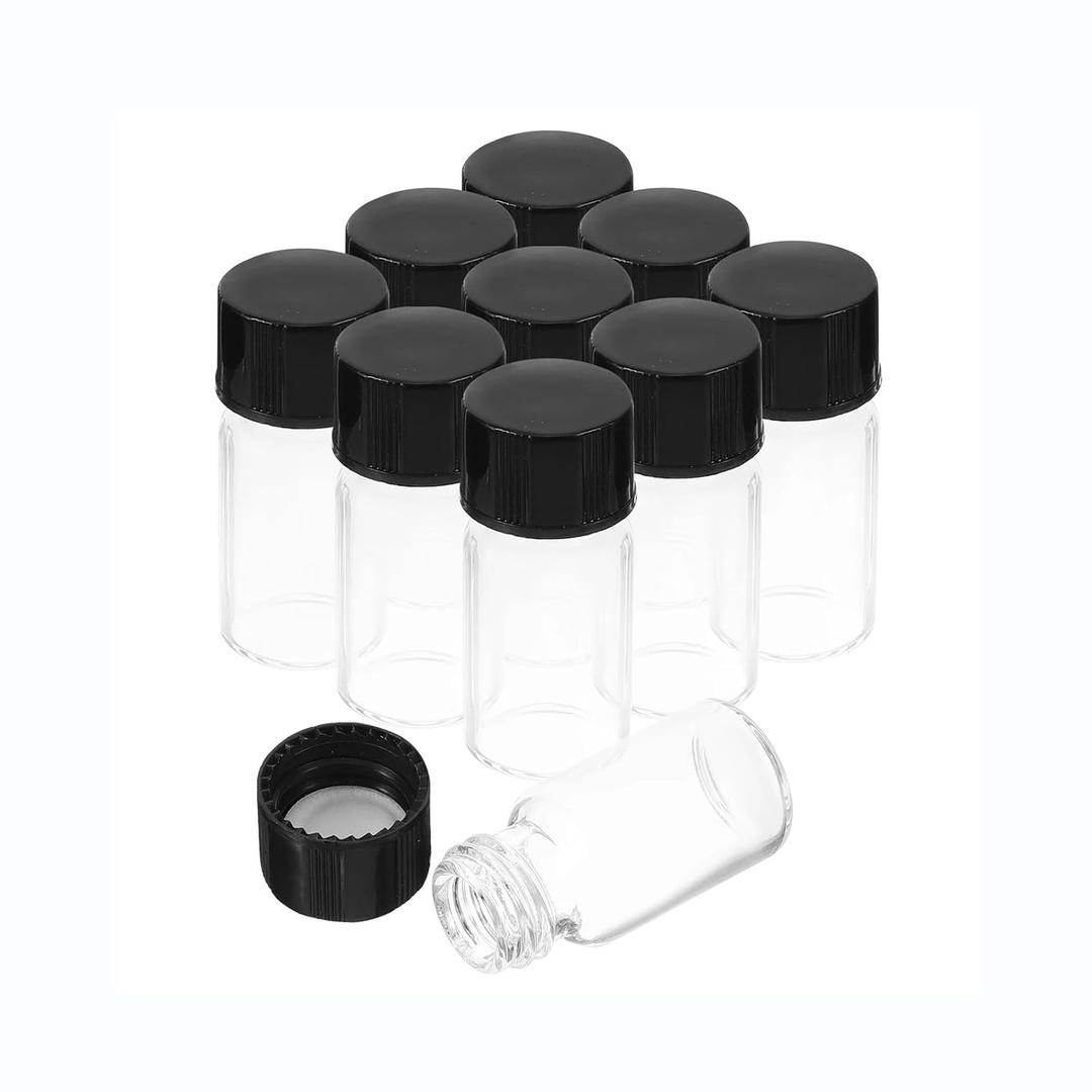 20PCS 4mL Clear Glass Sample Vials, 1 Dram Borosilicate Glass Vial with Screwcap, PE Liner Sample Containers Lab Vial Liquid Sampling Glass Oil Bottle