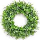 Betylifoy Boxwood Wreath for Front Door 20" Artificial Eucalyptus Leaves Wreaths Fake Greenery Outdoor Wreath Summer Door Wreaths for Porch Window Wall Farmhouse Hanging Decor