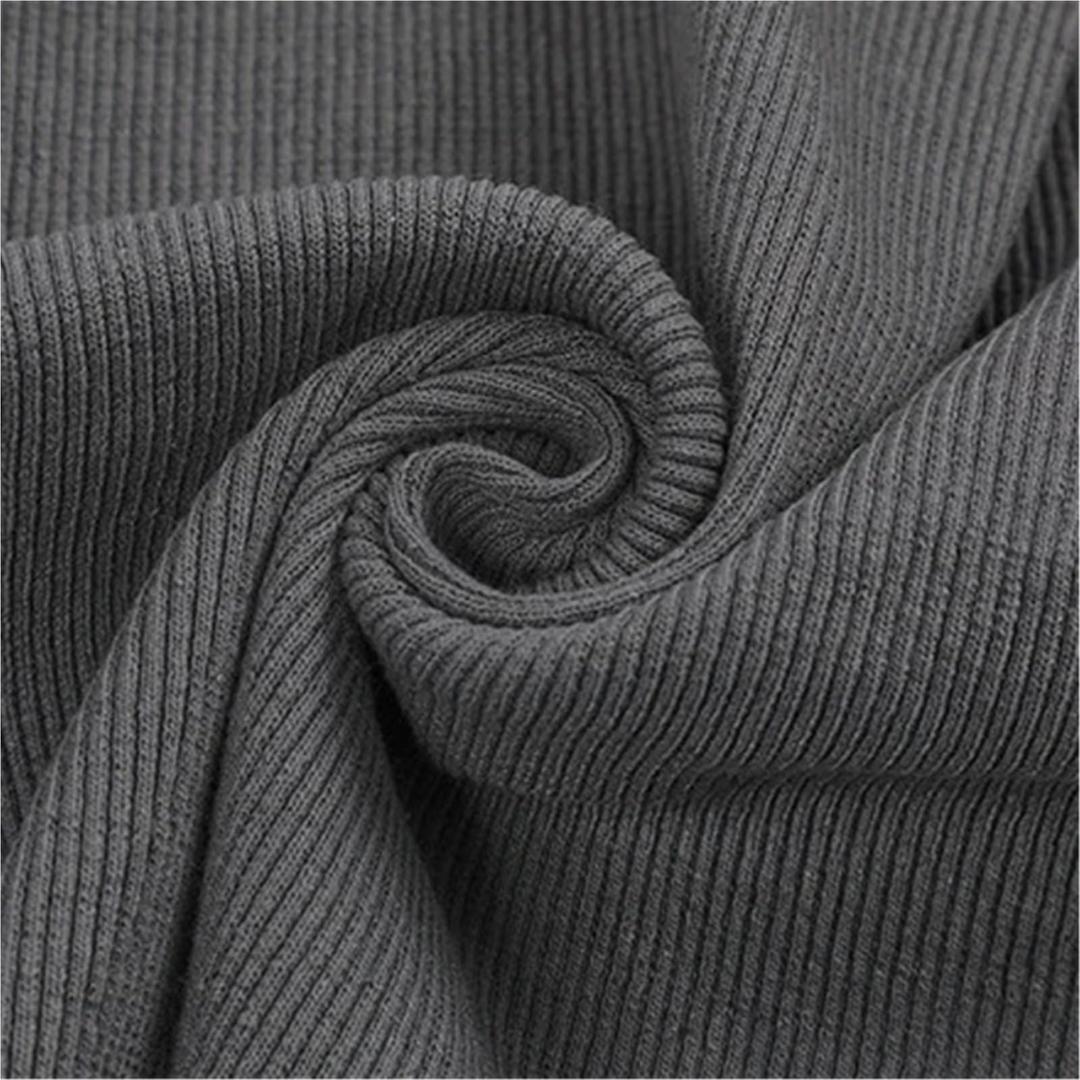 20×120CM High Stretch Polyester Thin Plain Knitted Rib Trims Fabric for DIY Cuff Hem Collar of T-Shirt Baseball Clothes Uniforms(Gray)