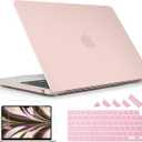 Compatible with MacBook Air 15 inch Case M4 A3241 M3 A3114 M2 A2941 2025 2024 2023 Releaes, Plastic Hard Case with Keyboard Cover & Screen Protector for Mac Air 15.3" Fits Touch ID, Baby Pink