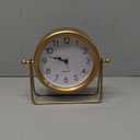 MACVAD Vintage Golden Table Clock - Elegant Battery Operated Office, Living Room, and Bedroom Clock with Minimalist Design - 22x19.5x5.5cm