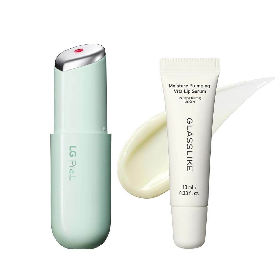 LG Pra.L Healthy Lip Care Duo : Superform Galvanic Booster Aqua Mint and GLASSLIKE Moisture Plumping Vita Lip Serum, 0.33 fl.oz
