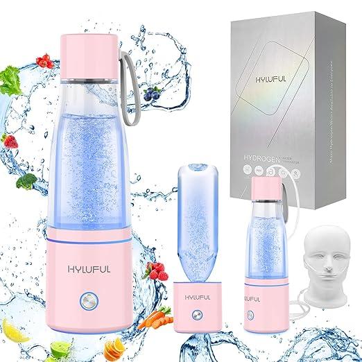 HYLUFUL 5000PPB Hydrogen Water Bottle, 3 in 1 Generator With SPE/PEM Electrolysis Technology, Water Ionizer Machine for Home, Office - Pink