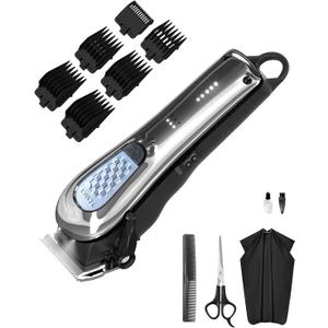 Hair Clippers for Men Cordless&Corded Barber Clippers for Hair Cutting & Grooming Professional Hair Trimmer for Men Rechargeable Hair Trimmer Kit for Household (Silvery)