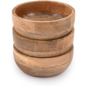 Samhita Mango Wood Round bowl Perfect for Nuts, Candy, Appetizer, Snacks, Olive and Salsa. Looks Absolutely Beautiful With Your Kitchen Setting. (5" x 5" x 2")