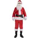 EraSpooky Men Christmas Santa Costume Adult Flannel Classic Suit, 7 Pcs, One Size: Chest 61in/156cm, Tops Length 30in/78cm, Sleeve 23in/60cm, Belt Length 57in/147cm, Pants Length 35in/90cm, Waist 27-47in/70-120cm