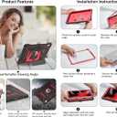 Soke Case for iPad (A16) 11th Generation 11-Inch 2025 /10th Generation 10.9-Inch 2022, with Screen Protector and Multi-Angle Kickstand, Rugged Full Body Heavy Duty Protective Cover - Black Red