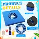 Newtay 4 Pcs Foam Floating Drink Holder for Pool 9.5 Inch Blue and Black Refreshment Table Tray Portable Tumbler Pool Bar Accessories Fits Tumblers 16 to 30 Ounce for Lake Beach Summer Part (4)