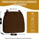 Chair Cushions for Dining Chairs Set of 4, D-Shaped Non-Slip Seat Cushions with Ties and Removable Cover, 2" Thick Chair Pads for Indoor Dining Room, Kitchen, 18''x16'', Brown, 4 Pack