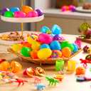 JOYIN 100Pcs Prefilled Easter Eggs with Assorted Toys, Prefilled Easter Eggs with Toys, Easter Basket Stuffers for Kids, Easter Egg Hunt, Toddler Easter Basket Stuffers