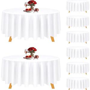 Personalize Pro 8 Pack White Round Tablecloths 130 Inch Washable Polyester Fabric Tablecloths for Wedding, Banquet, Restaurant, Buffet, Parties and Camping