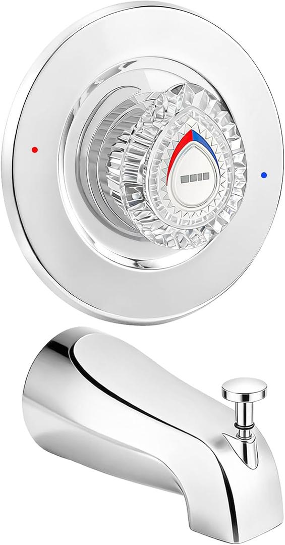 Shower Trim Kit with Tub Spout, Compatible with Moen Chateau T470 Single Handle Tub/Shower Standard Valve, for Moen 1225 Trim Kit, Includes Escutcheon, Tubes, Shower handle and Screws (Chrome)