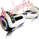 SIMATE Hoverboard, Bluetooth All Terrain Hover Boards with LED Lights and APP Control, Gifts for Kids Adults Girls Boys, for All Ages (White)