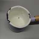 0.6qt Mini Enamel Milk Pot Insulated Wooden Handle 2 Pour Spouts Small Food Warmer Cute Saucepan(D015,Purple)