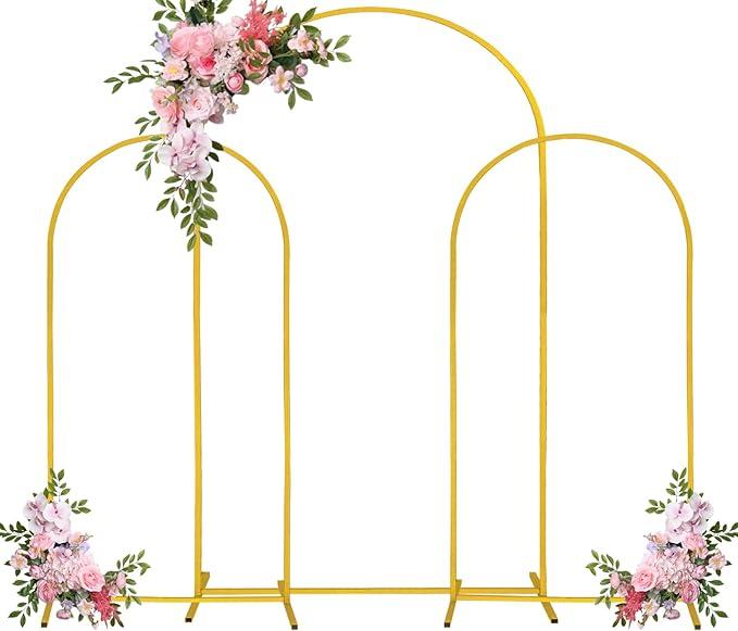 3 Metal Arch Backdrop Stand 7.2FT+6.6FT+6FT: Wedding Arch Frame for Ceremony Balloon Arch Stand for Birthday Anniversary Wedding Party Baby Shower