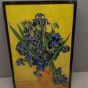 OKEXCKK Black Framed Sunflowers- Irises Flower Vase Vincent Van Gogh Art Reproduction, Giclee Canvas Prints Wall Art for Home Decor, SIze: 16" x 24" x 3pcs Frame