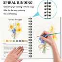 Elfew 2 Pack Watercolor Workbooks Coloring Books, 24 Pages Beginner Friendly Painting Kit, Detailed Steps, 12 Colors Paint Set with Brush, Stress-Relieving Gift for Adults & Women (Animals & Flowers)