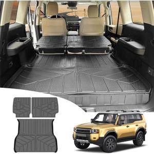 Trunk Mat & Backrest Mat for 2024 2025 Toyota Land Cruiser Prado 250 LC250 5 Seat Cargo Mats All Weather Rear Seat Back Cargo Liners for 24-25 Toyota Land Cruiser 250 Accessories