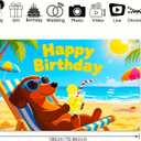 BlissYard Happy Birthday Banner 71x43 inch Dachshund Dog Beach Decration Vacation Party Summer Dog Themed Birthday Banner Celebrations Backdrop Photography Background Photo Booth Prop Wall Decor