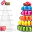 6 Tiers Round Macaron Tower Stand Plastic Transparent Cake Stand Macaron Display Rack Desserts Cupcake Holder Platter for Baby Shower, Birthday Party, Wedding, Party Decor