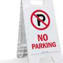 SmartSign 25 x 12 inch No Parking with Symbol Two-Sided Folding Floor Sign, Digitally Printed Plastic, Red, Black & White