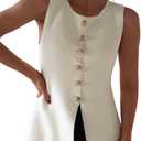 Womens Sweater Vest Button Down Sleeveless Cardigan Sweater 2025 Summer Trendy Casual Knit Tops (White, S)
