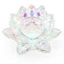 OwnMy Crystal Lotus Flower Tea Light Holder Lotus Petals Votive Candle Holder Candle Lamp, Crystal Flower Tealight Candle Stand for Wedding Table Centerpieces Home Decors (AB Color)