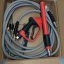 Pressure Washer Gun and Hose Kit, 4800PSI Steel-Braided & Durable - Flexible & Kink-Resistant Power Washer Hose 25 FT with 3/8" Swivel Quick Connector and M22 14mm Adapters Replacement