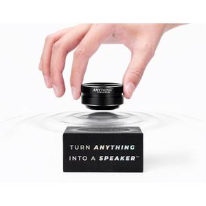 Anything Speaker - Portable Mini Bluetooth - Turn Anything Into A Speaker! Wireless Bone Conduction Induction Vibration Humbird + Gift Box - Nano Travel Sized, 360 Sound (Black)