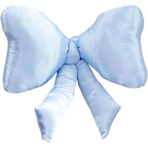 Bow Pillow - Big Coquette Throw Pillow - Bow Shaped Pillow - Silky Satin - Coquette Decor - Bow Room - Baby Blue Pillow - Nursery Decorations - Cute Room (Baby Blue)
