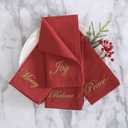 Elrene Home Fashions Holiday Sentiments Seasonal Sayings Cloth Dinner Napkins, Set of 4, 17 Inches by 17 Inches, Red