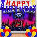 Cartoon Robot Birthday Party Supplies,Robots Party Decorations Set Include Banner, Backdrop, Balloons for Boys Girls Anime Theme Party