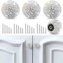 Soleebee 4 Pcs Bling Drawer Knobs,Decoration Dresser Cupboard Knobs,Bling Crystal Rhinestone Cabinet knobs,Round Pull Handle with Screws for Home Kitchen Bathroom Office (White)
