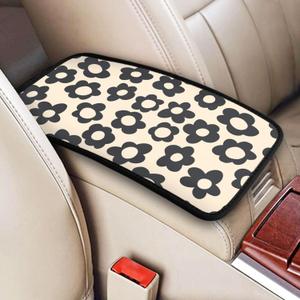 Vintage Groovy Flowers Auto Center Console Cover Pad Car Armrest Seat Box Cover Cushion Universal for Most Vehicle SUV Truck Car Accessories Decor