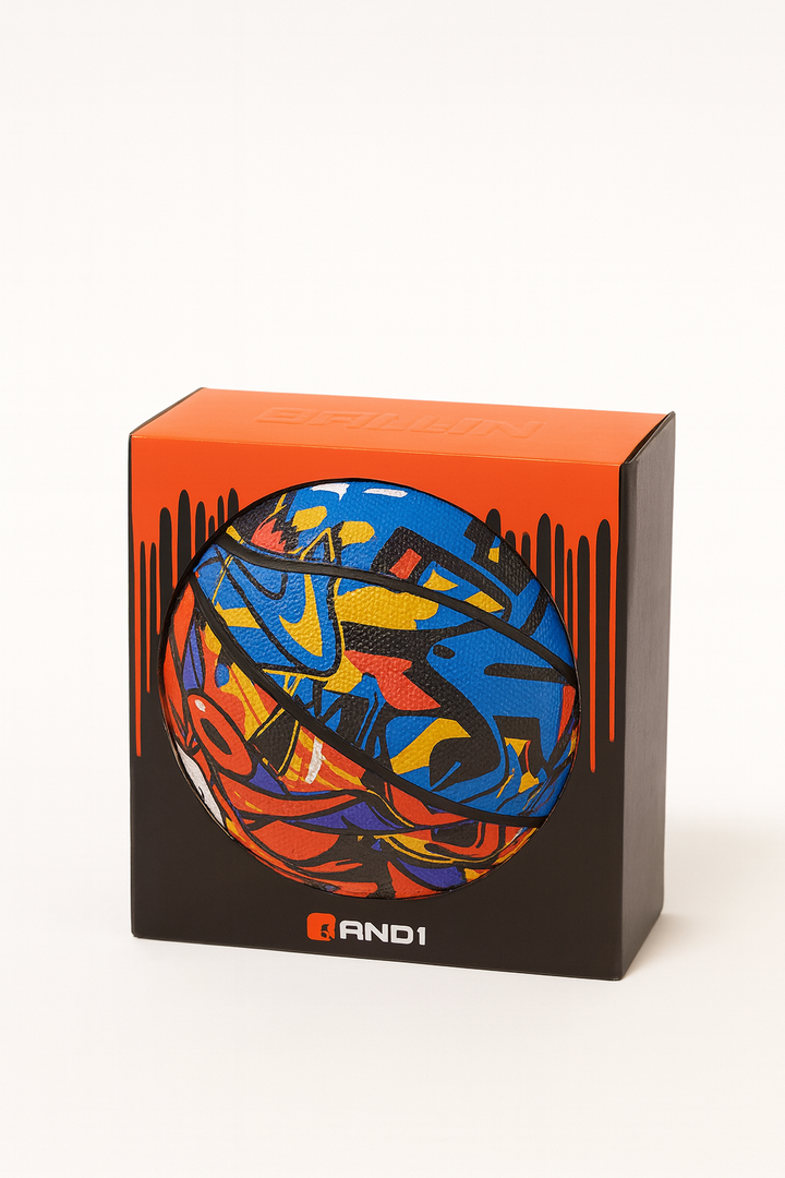 AND1 Supreme Grip Official Regulation Size 7 (29.5 inches) Rubber Basketball - Deep Channel Construction Streetball, Made for Indoor Outdoor Games
