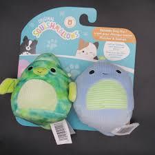 ORIGINAL SQUISHMALLOW* 4" Squeaky DOG TOYS! Set of TWO! Fletcher & Rashad New