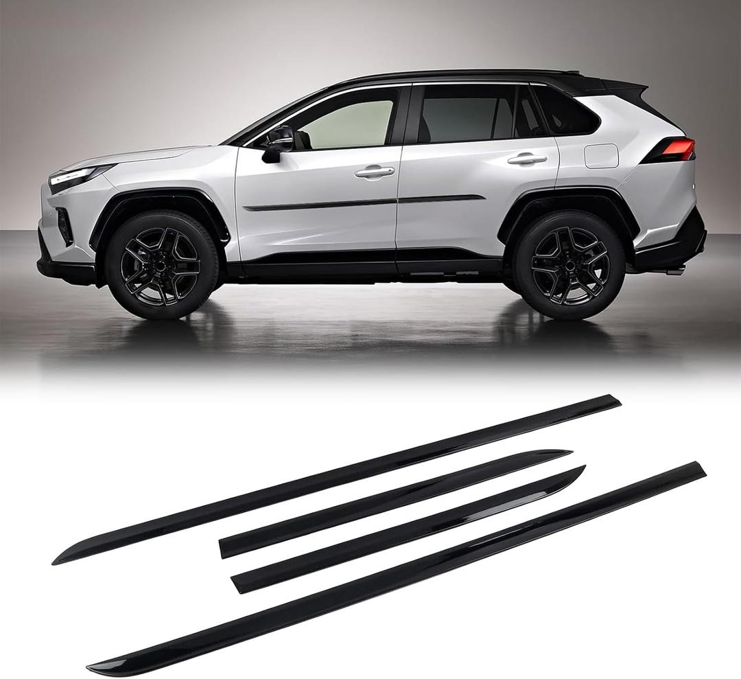 CTH for Toyota RAV4 2019-2025 Exterior Side Door Molding Car Door Edge Anti-Collision Protector Decorative Cover Trim Car Accessories 4pcs (Glossy Black)