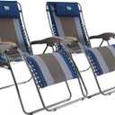 Timber Ridge Oversized Zero Gravity Chair, Padded Reclining Lounge Chair with Adjustable Headrest & Cup Holder, Heavy Duty Support 350 lbs, Foldable for Camping, Lawn, Outdoor & Indoor (Blue, Pack of 2)