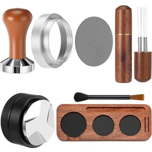 7 Pcs Espresso Accessories Kit, 51 mm Coffee Tamper Set Espresso Machine Accessories Coffee Tamper Wdt Tool Dosing Funnel Puck Screen Brush Tamping Station for 51 mm Barista Tools