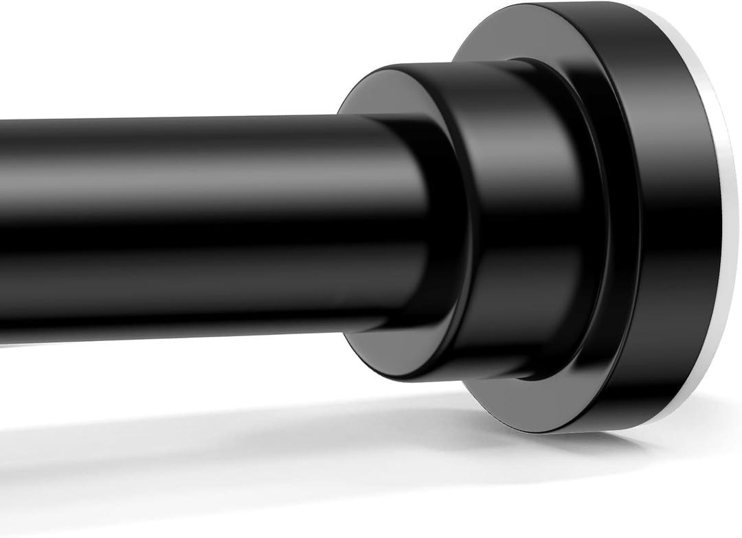 Shower Curtain Rod 31-76 Inch,7/8"Diameter Adjustable Spring Tension Curtain Rod No Drill,Matte Black Shower Tension Rod for Bathroom,Room Divider,Window,Anti-Rust Non-Slip 1-Pack