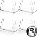 4 Pcs Clear Acrylic Brochure Holder, 4 x 6 Inch Flyer Menu Display Stand Organizer for Desk Countertop Literature Magazine Pamphlet Booklet Card